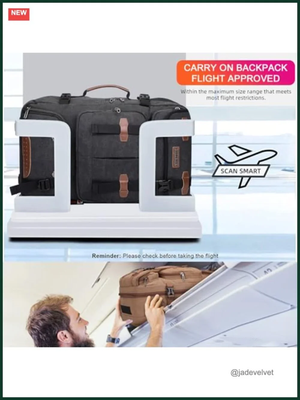 40L Travel Backpack Laptop Bag Dual USB Port Convertible Canvas Backpack
